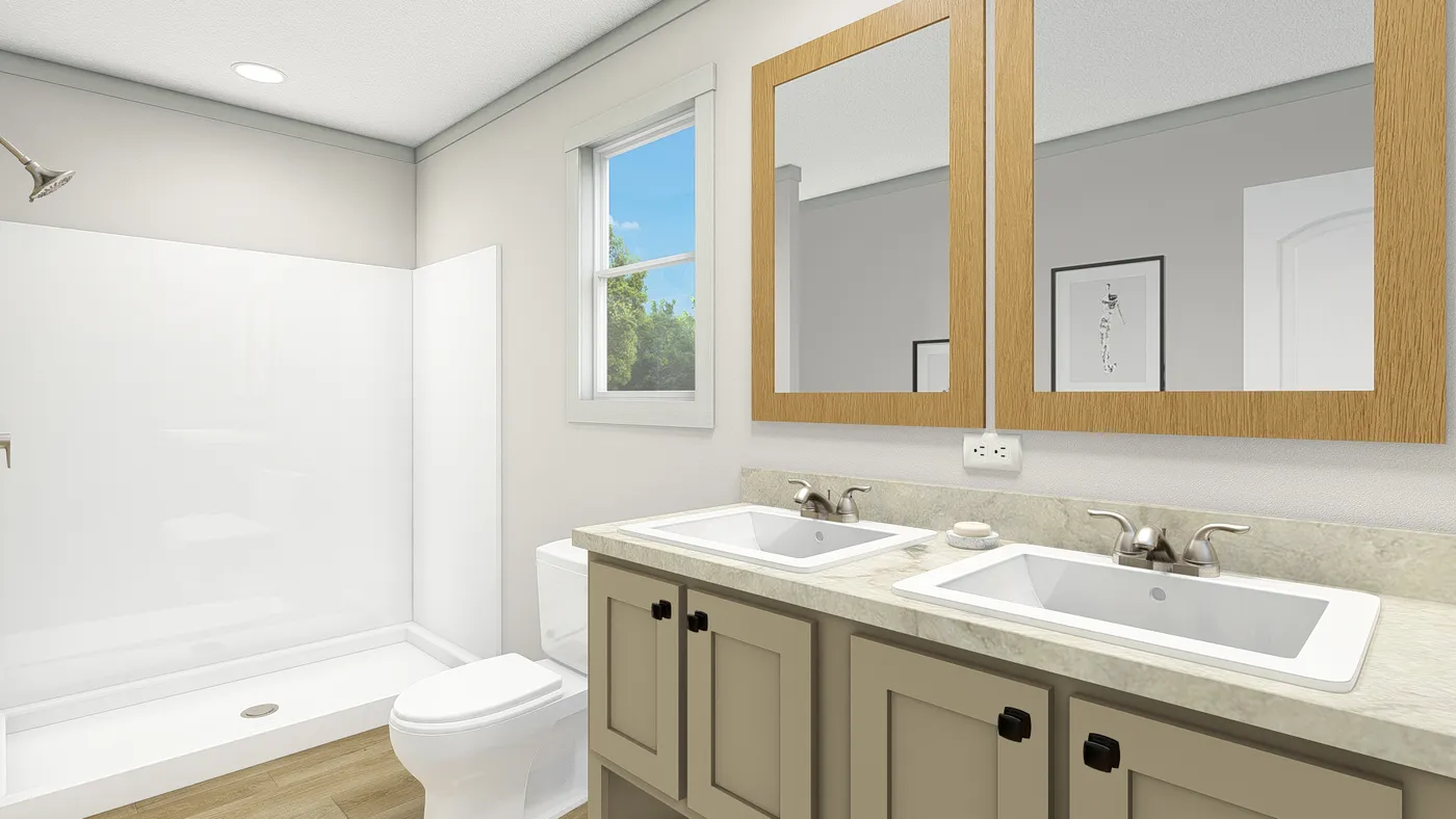 The 2007 "UNDER PRESSURE" 4828 Primary Bathroom. This Manufactured Mobile Home features 3 bedrooms and 2 baths.