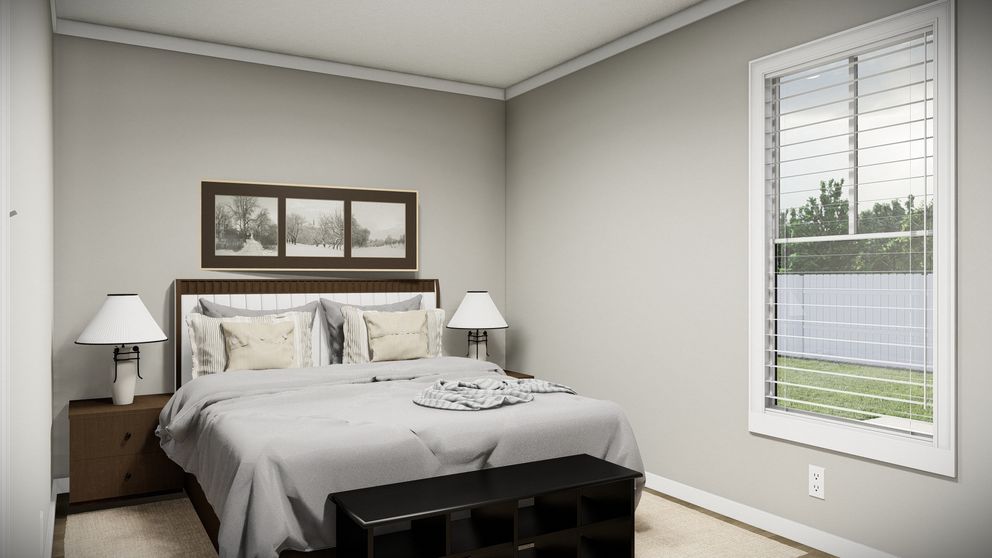 The THE WASHINGTON Guest Bedroom. This Manufactured Mobile Home features 3 bedrooms and 2 baths.