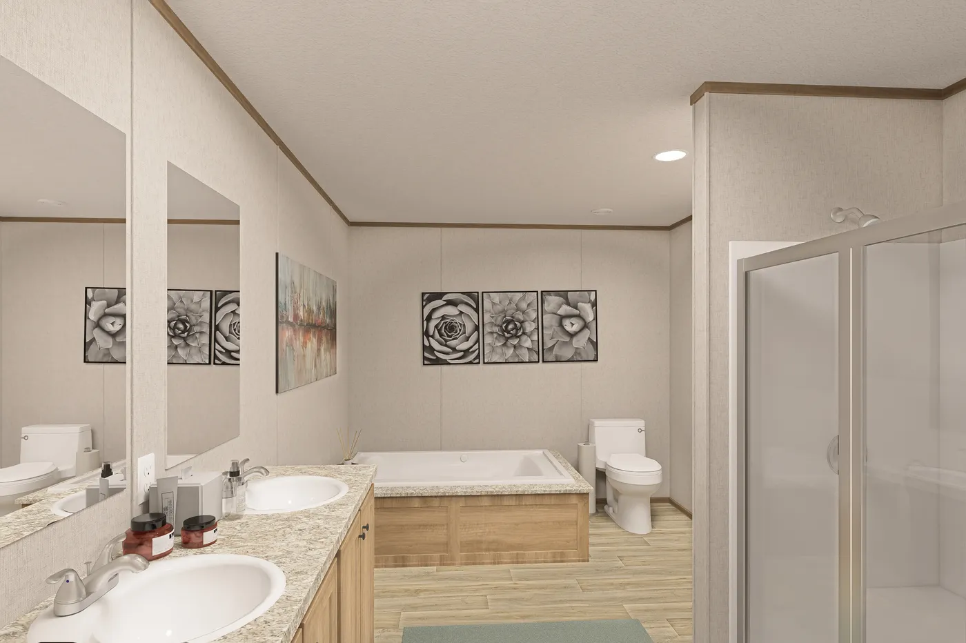 The THE EAGLE 52 Primary Bathroom. This Manufactured Mobile Home features 3 bedrooms and 2 baths.