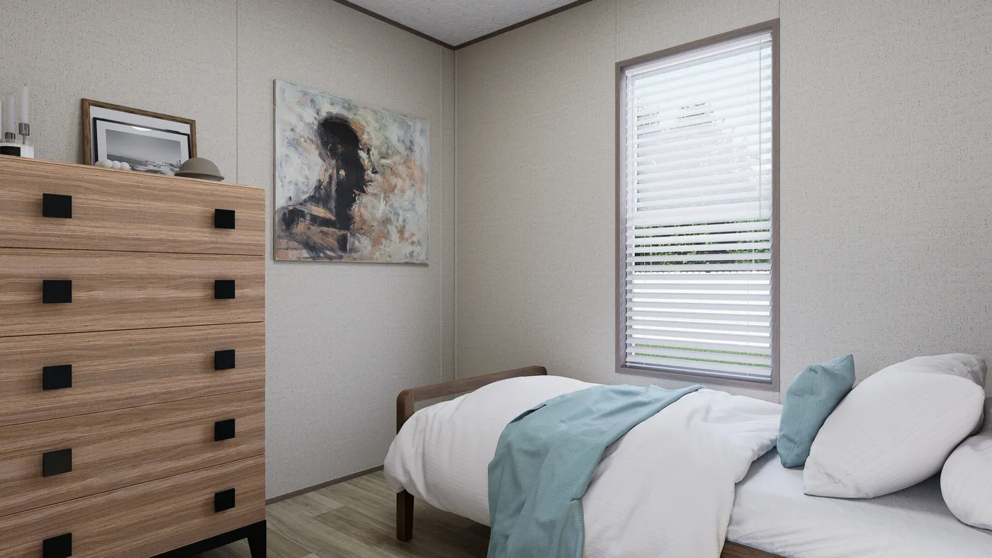 The ROCKY CREST Guest Bedroom. This Manufactured Mobile Home features 3 bedrooms and 2 baths.