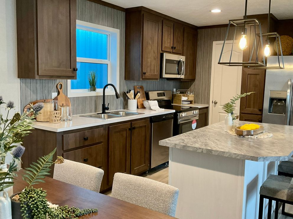 The AMETHYST Kitchen. This Manufactured Mobile Home features 3 bedrooms and 2 baths.