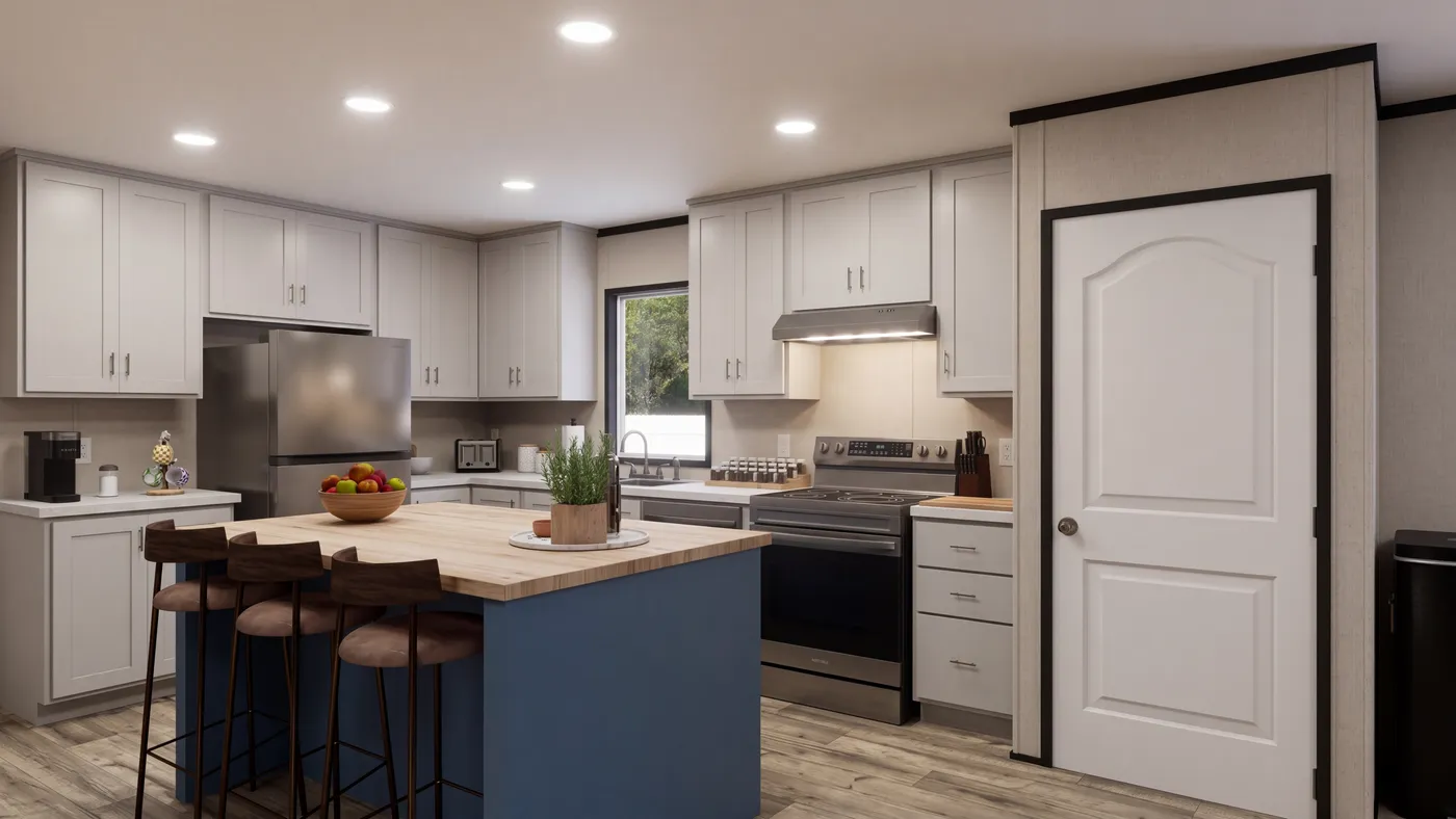 The THE MOUNTAINEER 52 Kitchen. This Manufactured Mobile Home features 3 bedrooms and 2 baths.