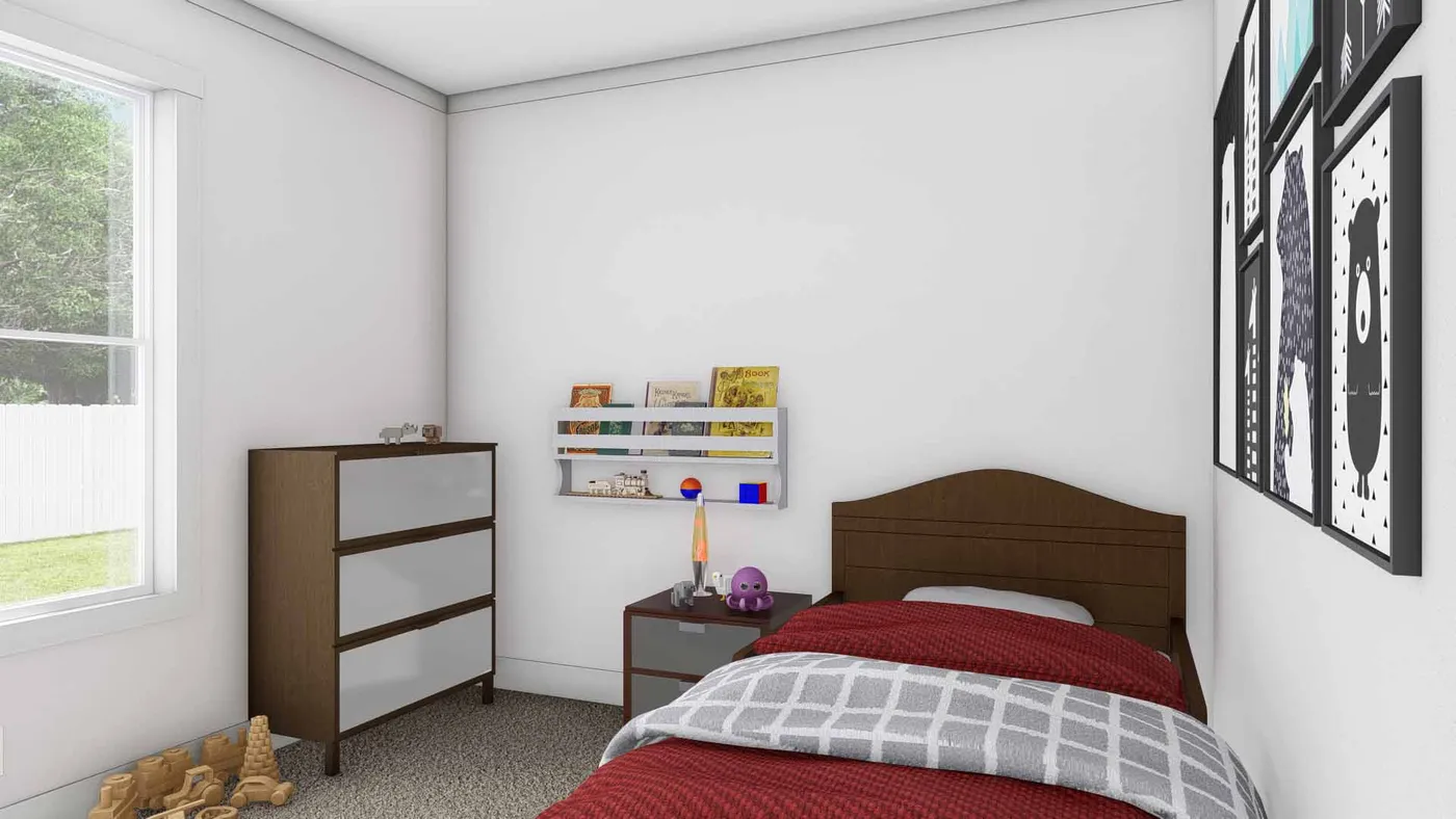 The PURPLE RAIN Bedroom. This Manufactured Mobile Home features 3 bedrooms and 2 baths.