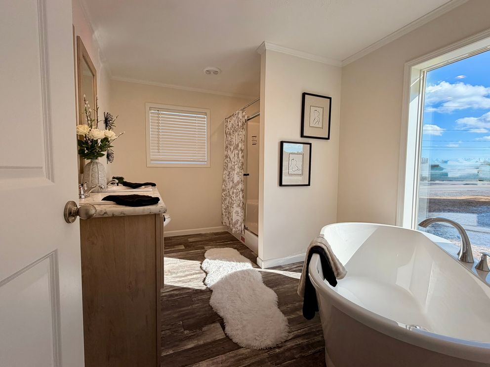 The TOURMALINE 7628-649 Primary Bathroom. This Manufactured Mobile Home features 4 bedrooms and 2 baths.