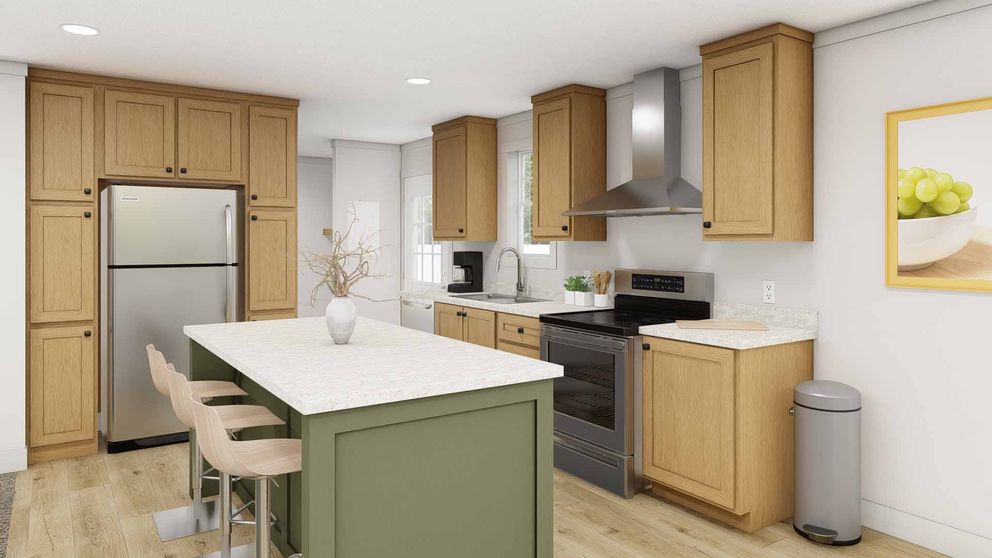 The STAND BY ME Kitchen. This Manufactured Mobile Home features 3 bedrooms and 2 baths.