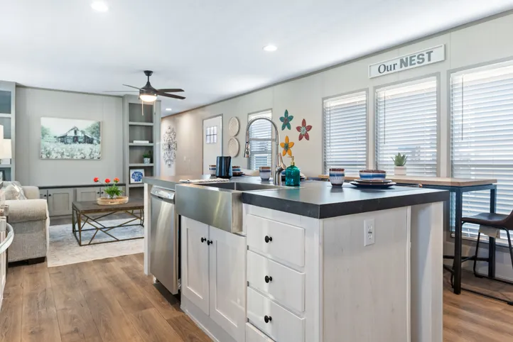 The RESOLUTION 16763X Kitchen. This Manufactured Mobile Home features 3 bedrooms and 2 baths.