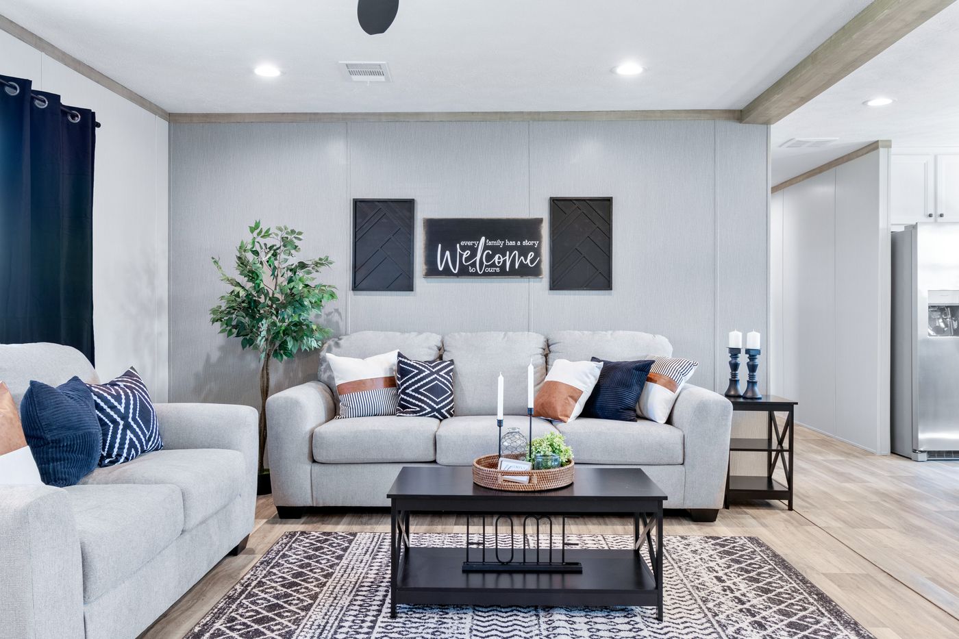 The ANATOLIA XL Living Room. This Manufactured Mobile Home features 3 bedrooms and 2 baths.