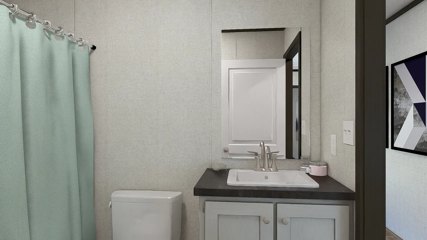 The GRAND Guest Bathroom. This Manufactured Mobile Home features 3 bedrooms and 2 baths.