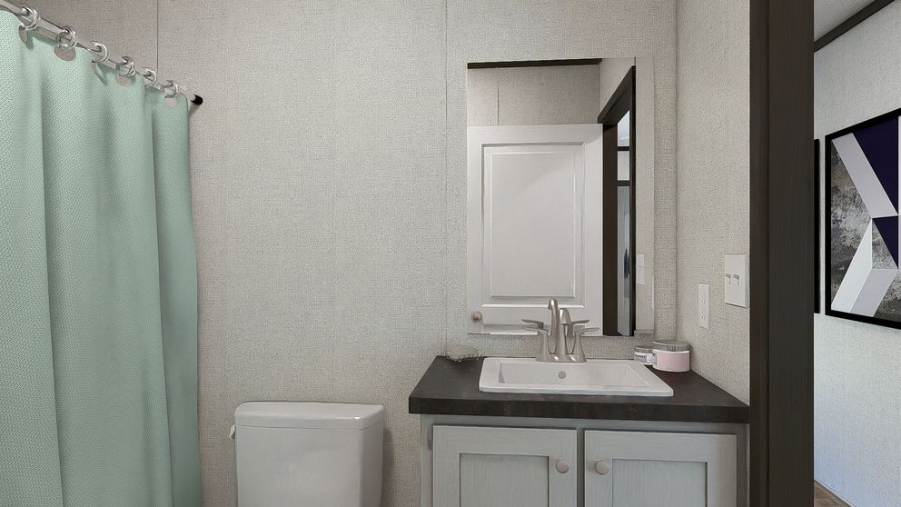 The GRAND Guest Bathroom. This Manufactured Mobile Home features 3 bedrooms and 2 baths.