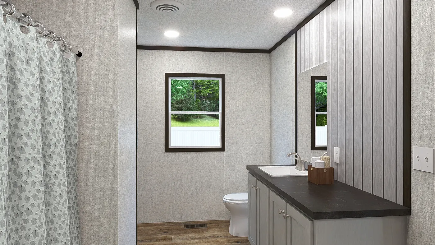 The SENSATION Primary Bathroom. This Manufactured Mobile Home features 3 bedrooms and 2 baths.