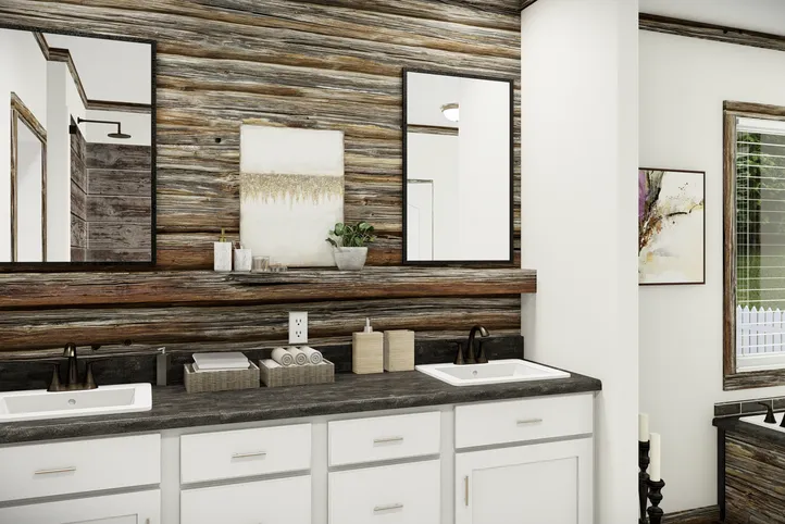 The THE SUMNER Primary Bathroom. This Manufactured Mobile Home features 3 bedrooms and 2 baths.