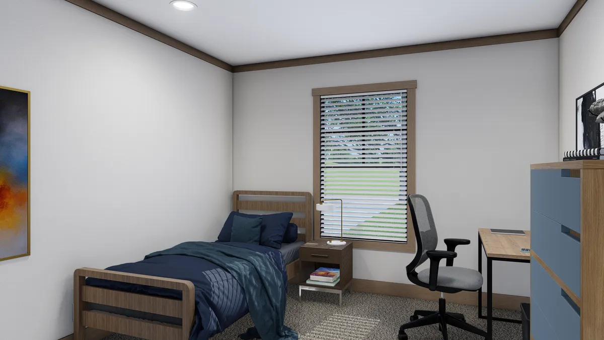The FARM 3 FLEX Bedroom. This Manufactured Mobile Home features 3 bedrooms and 2 baths.