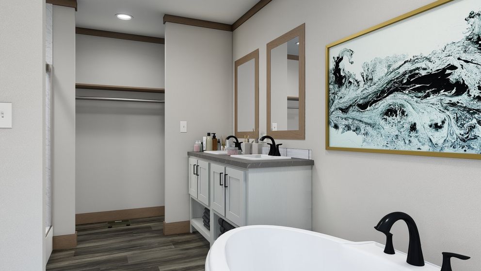 The ANNIE Primary Bathroom. This Manufactured Mobile Home features 3 bedrooms and 2 baths.