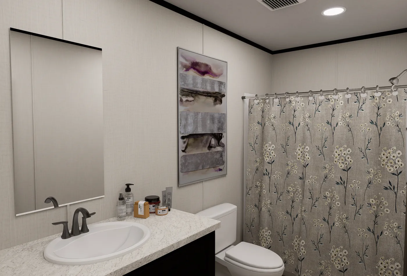 The ULTRA FLEX JEWEL GRANDE Guest Bathroom. This Manufactured Mobile Home features 4 bedrooms and 2 baths.