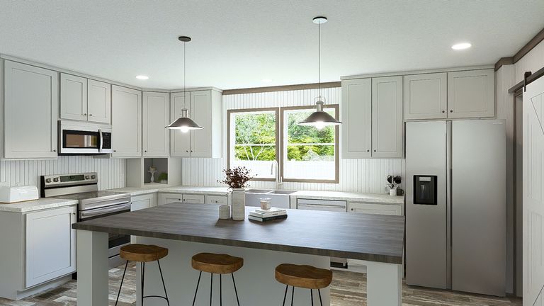 The ULTRA ISLAND BREEZE 56' Kitchen. This Manufactured Mobile Home features 3 bedrooms and 2 baths.