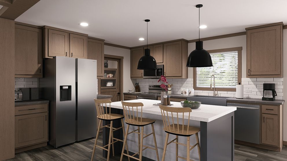 The FARM 4 FLEX Kitchen. This Manufactured Mobile Home features 4 bedrooms and 3 baths.