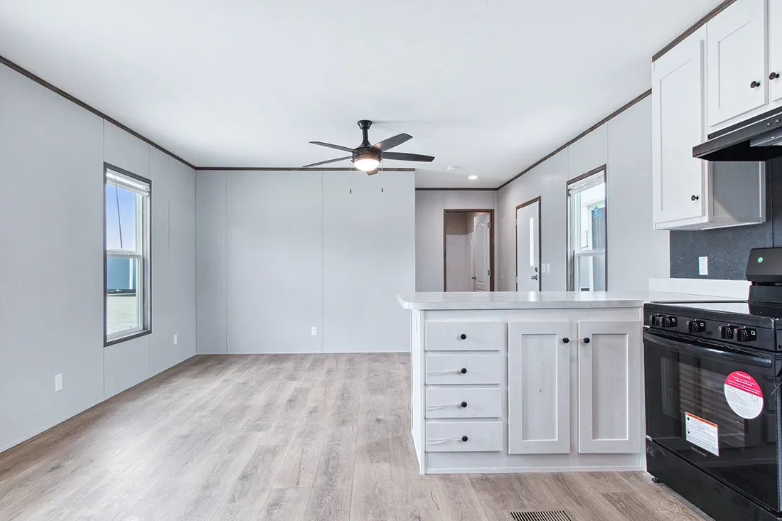 The HOMESTEAD 16562A Living Room. This Manufactured Mobile Home features 2 bedrooms and 2 baths.