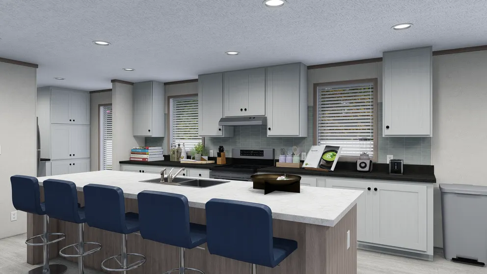 The 6428-E792 THE PULSE Kitchen. This Manufactured Mobile Home features 3 bedrooms and 2.5 baths.