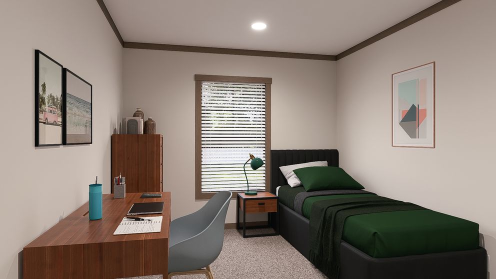 The SAWYER ELITE Guest Bedroom. This Manufactured Mobile Home features 3 bedrooms and 2 baths.
