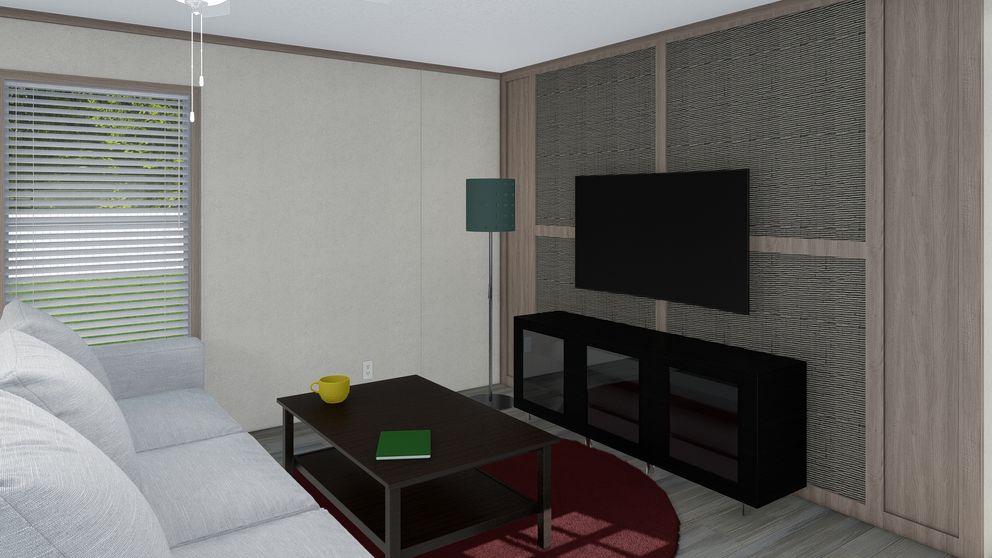 The 7616-4779 THE PULSE Living Room. This Manufactured Mobile Home features 3 bedrooms and 2 baths.