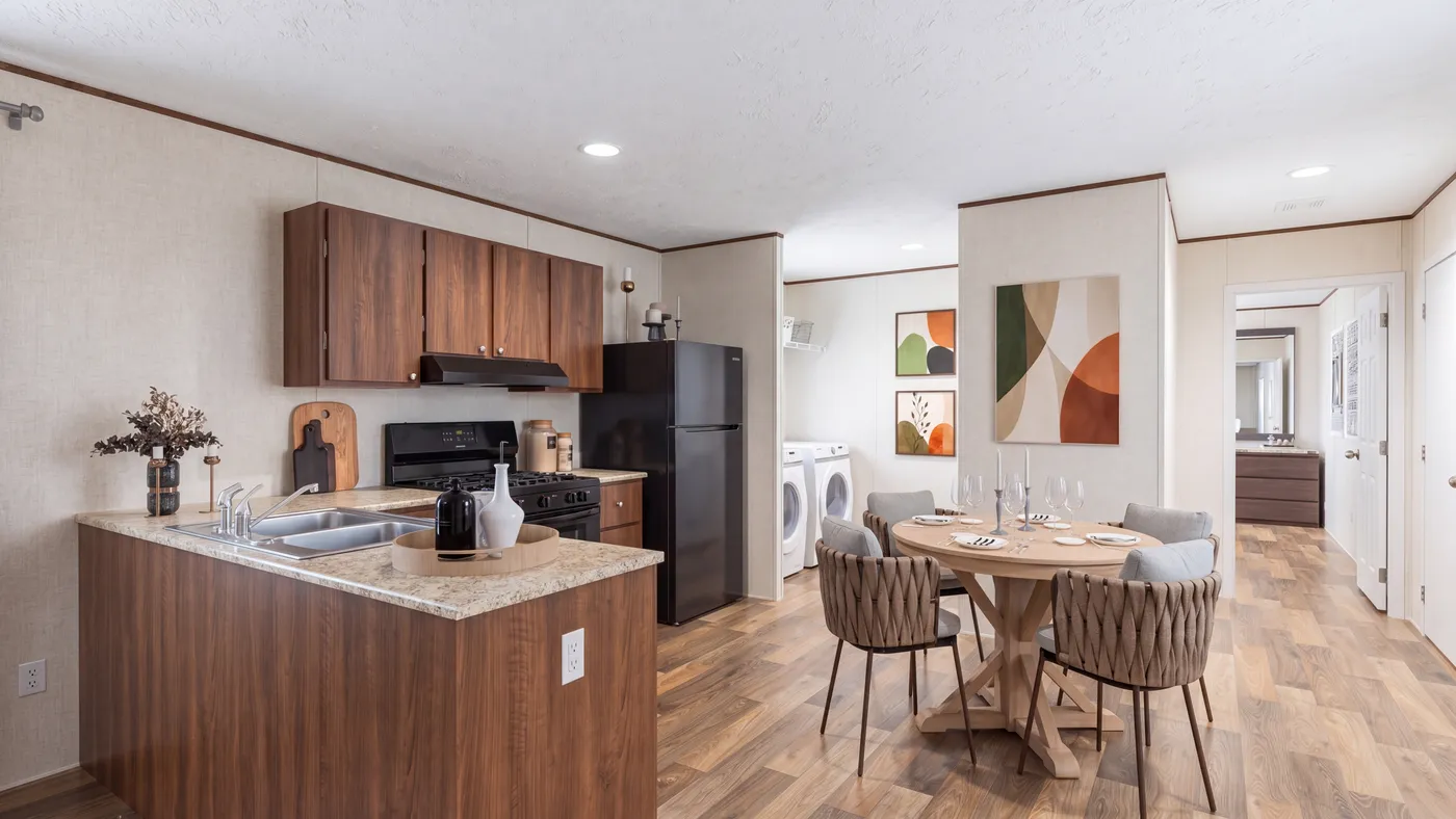 The MAGNOLIA Kitchen. This Manufactured Mobile Home features 3 bedrooms and 2 baths.