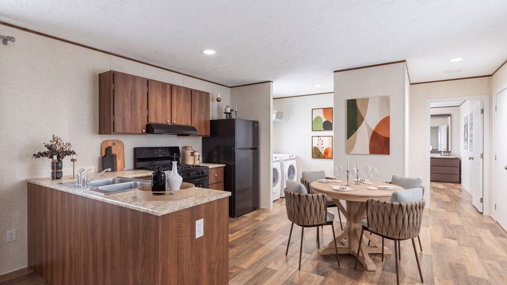 The MAGNOLIA Kitchen. This Manufactured Mobile Home features 3 bedrooms and 2 baths.