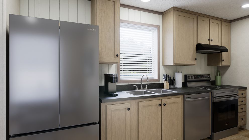 The 5614-CC02 CLEARPATH 56 Kitchen. This Manufactured Mobile Home features 2 bedrooms and 2 baths.