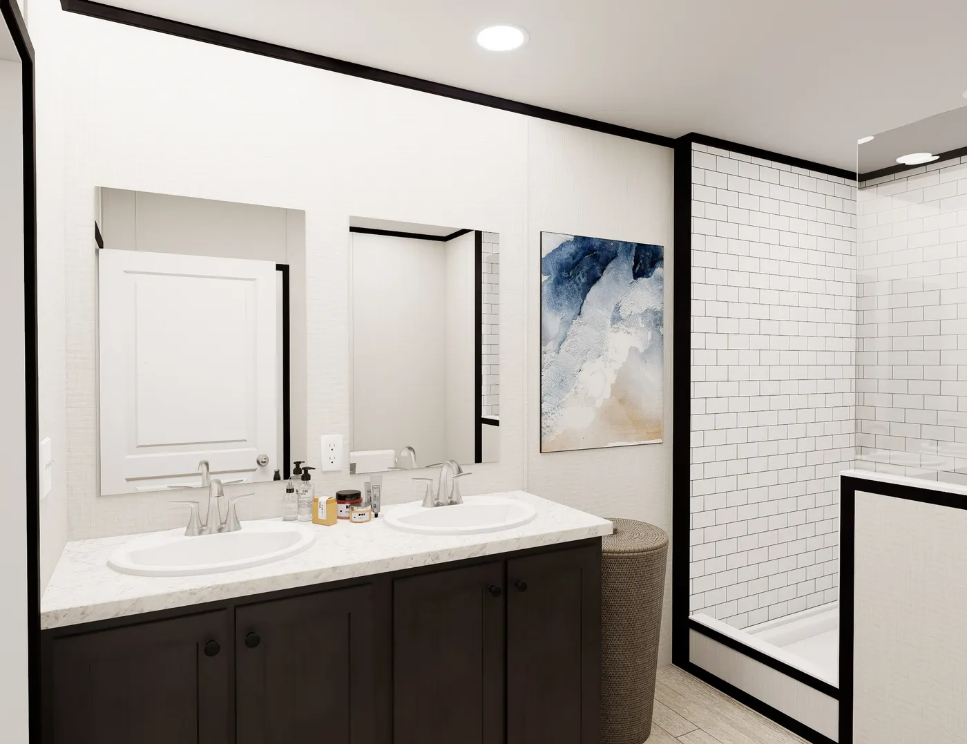 The ULTRA FLEX Primary Bathroom. This Manufactured Mobile Home features 3 bedrooms and 2 baths.