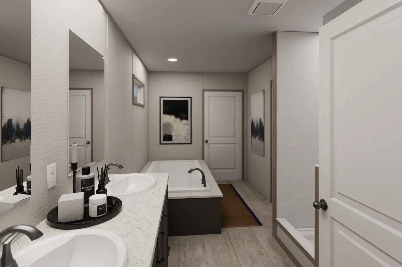 The ULTRA FLEX JEWEL Primary Bathroom. This Manufactured Mobile Home features 3 bedrooms and 2 baths.