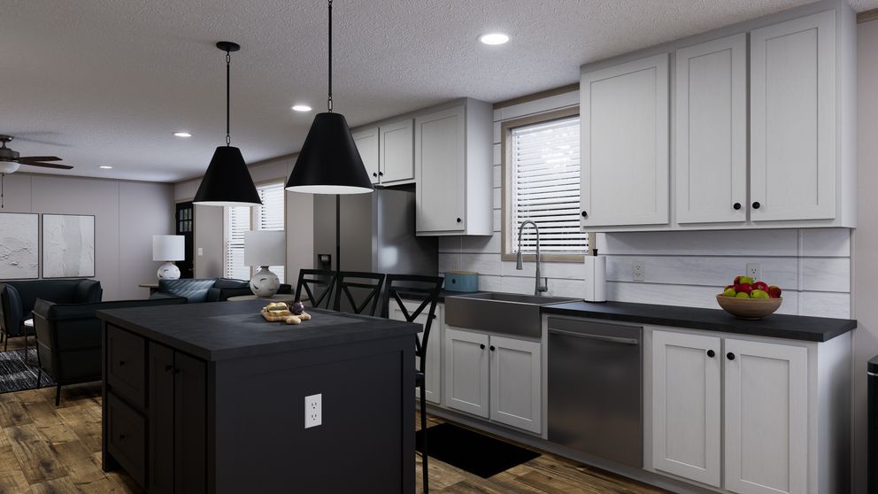 The MOUNTAIN BREEZE 3260 Kitchen. This Manufactured Mobile Home features 3 bedrooms and 2 baths.