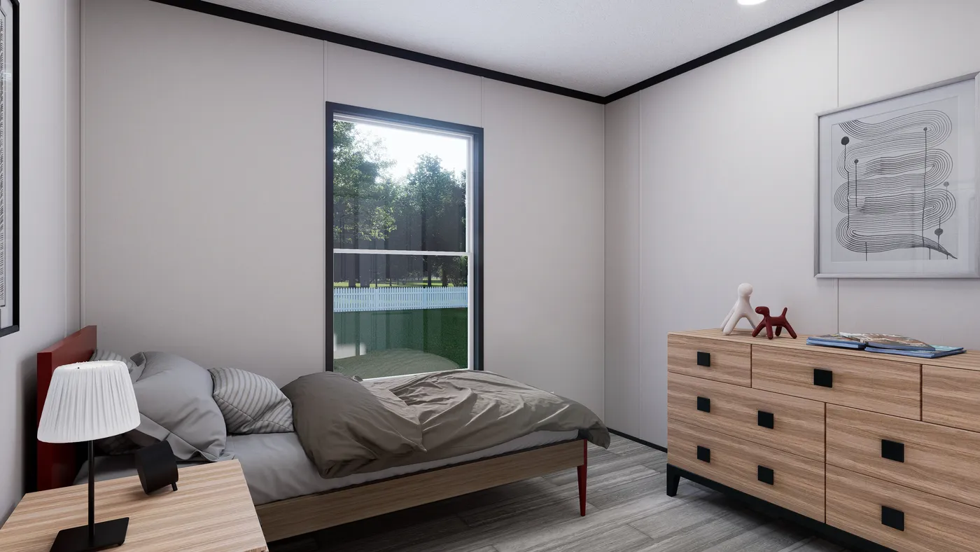 The THE MOUNTAINEER 56 Bedroom. This Manufactured Mobile Home features 3 bedrooms and 2 baths.
