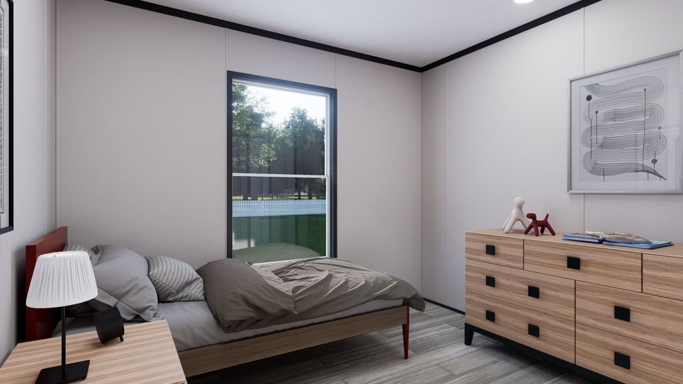 The THE MOUNTAINEER 56 Bedroom. This Manufactured Mobile Home features 3 bedrooms and 2 baths.