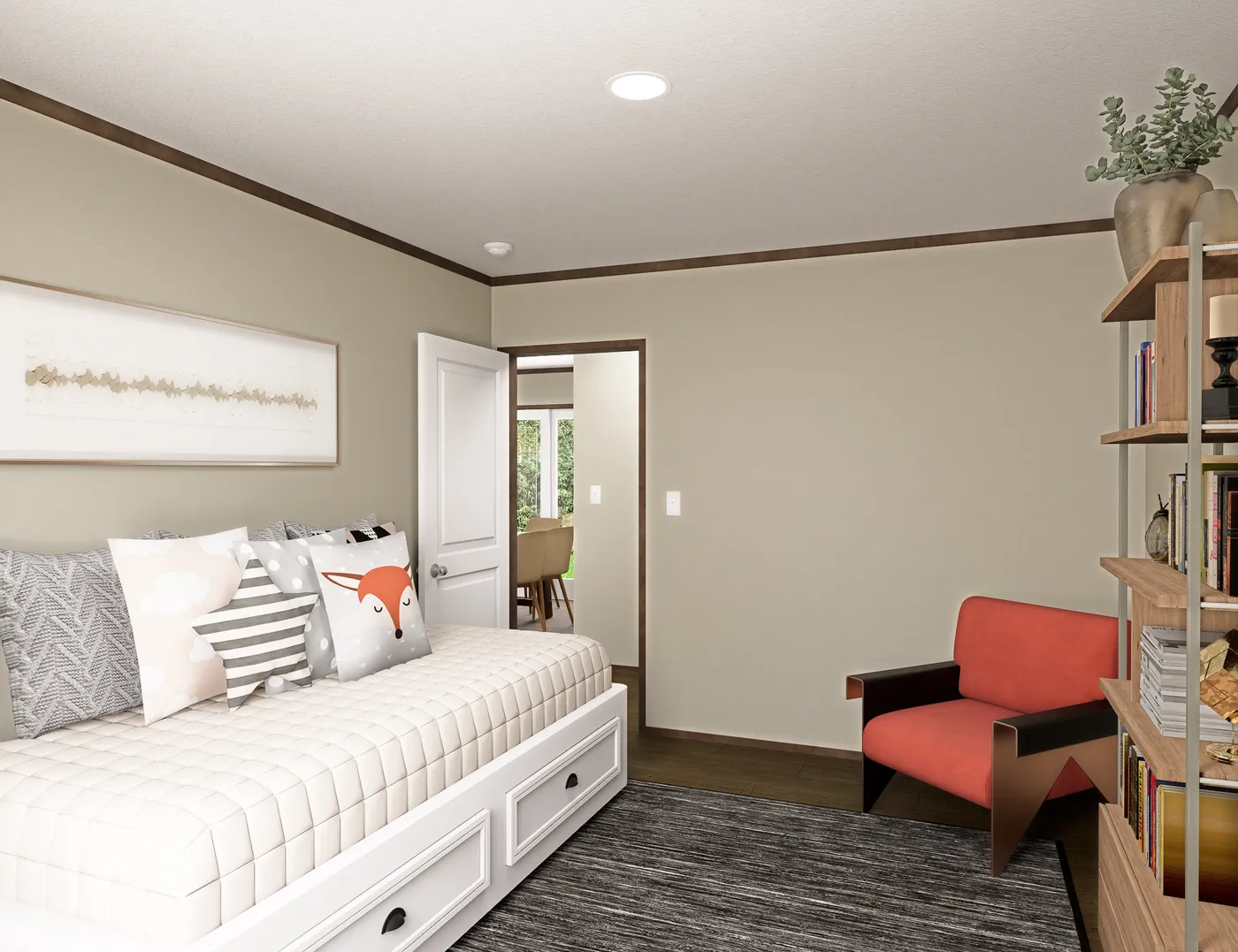 The RIO Guest Bedroom. This Manufactured Mobile Home features 3 bedrooms and 2 baths.