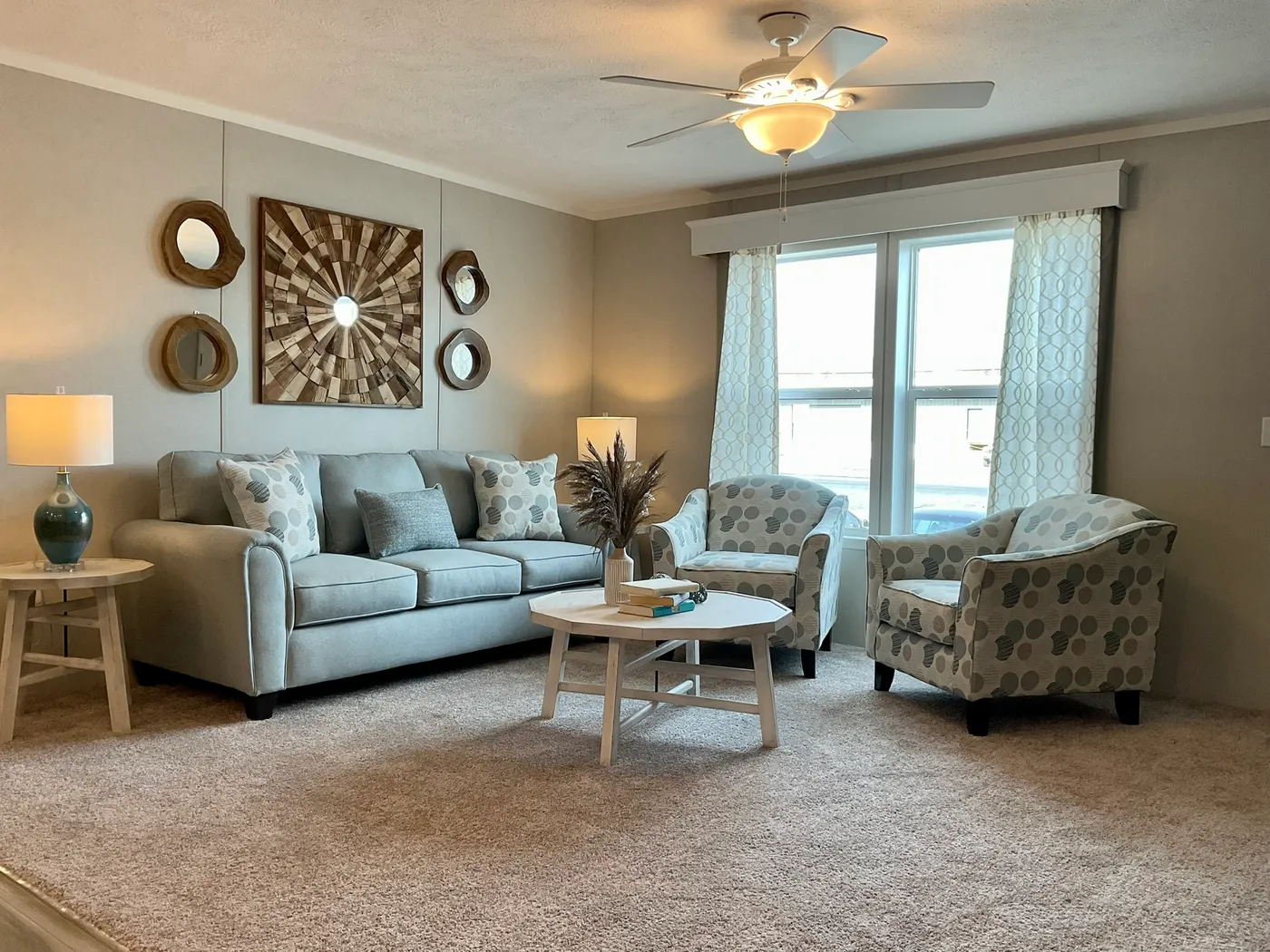 The AMETHYST Living Room. This Manufactured Mobile Home features 3 bedrooms and 2 baths.