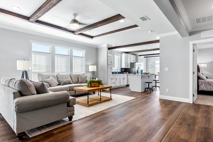 The THE VAIL Living Room. This Manufactured Mobile Home features 3 bedrooms and 2 baths.