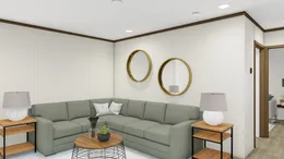 The SPIRIT Living Room. This Manufactured Mobile Home features 2 bedrooms and 2 baths.