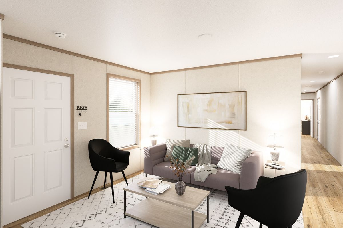The 6616-CC03 HARBORVIEW 66 Living Room. This Manufactured Mobile Home features 3 bedrooms and 2 baths.