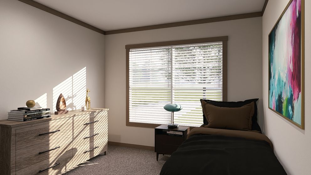 The FARM 4 FLEX ELITE Guest Bedroom. This Manufactured Mobile Home features 4 bedrooms and 3 baths.