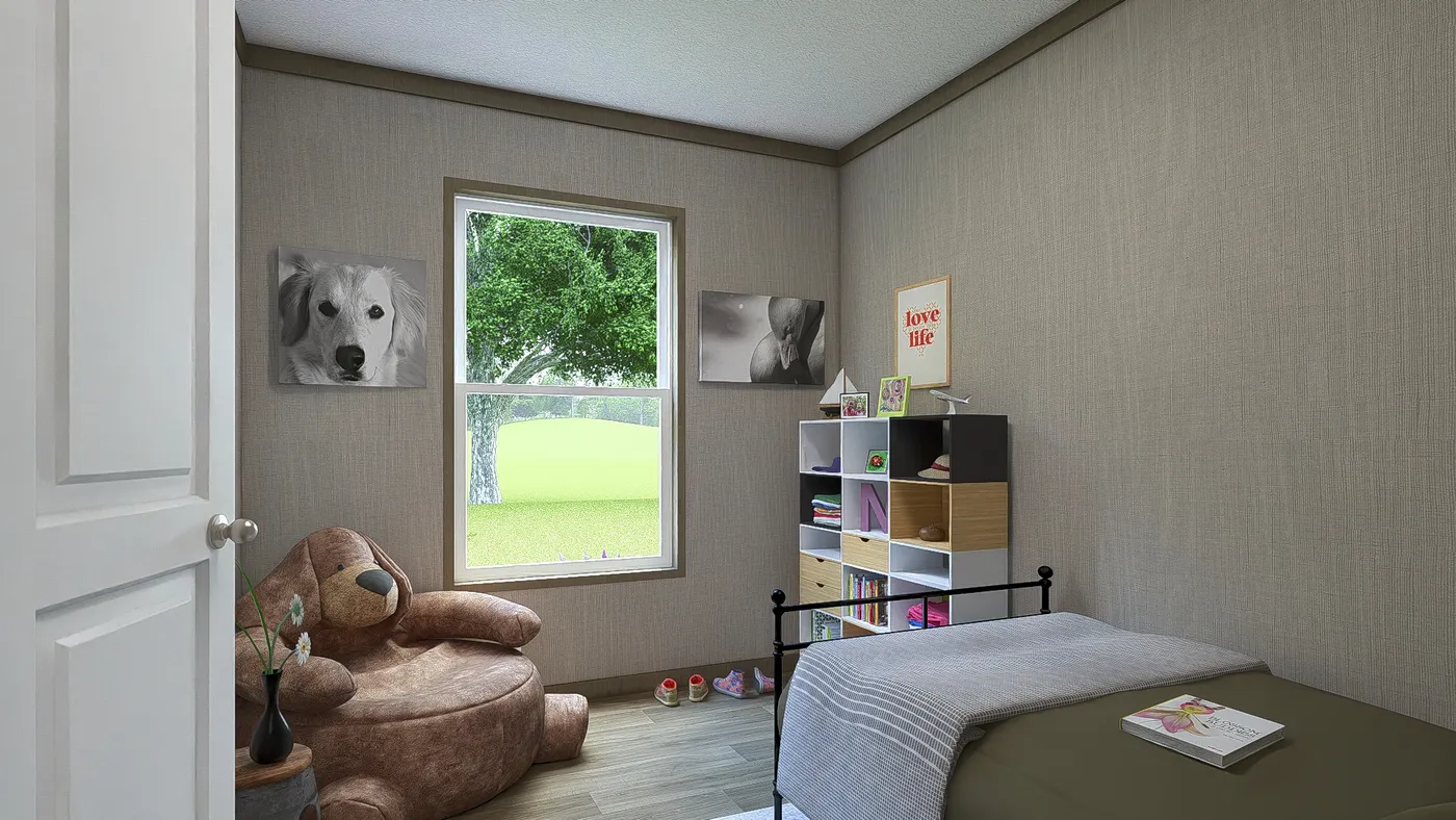 The SYDNEY Guest Bedroom. This Manufactured Mobile Home features 3 bedrooms and 2 baths.