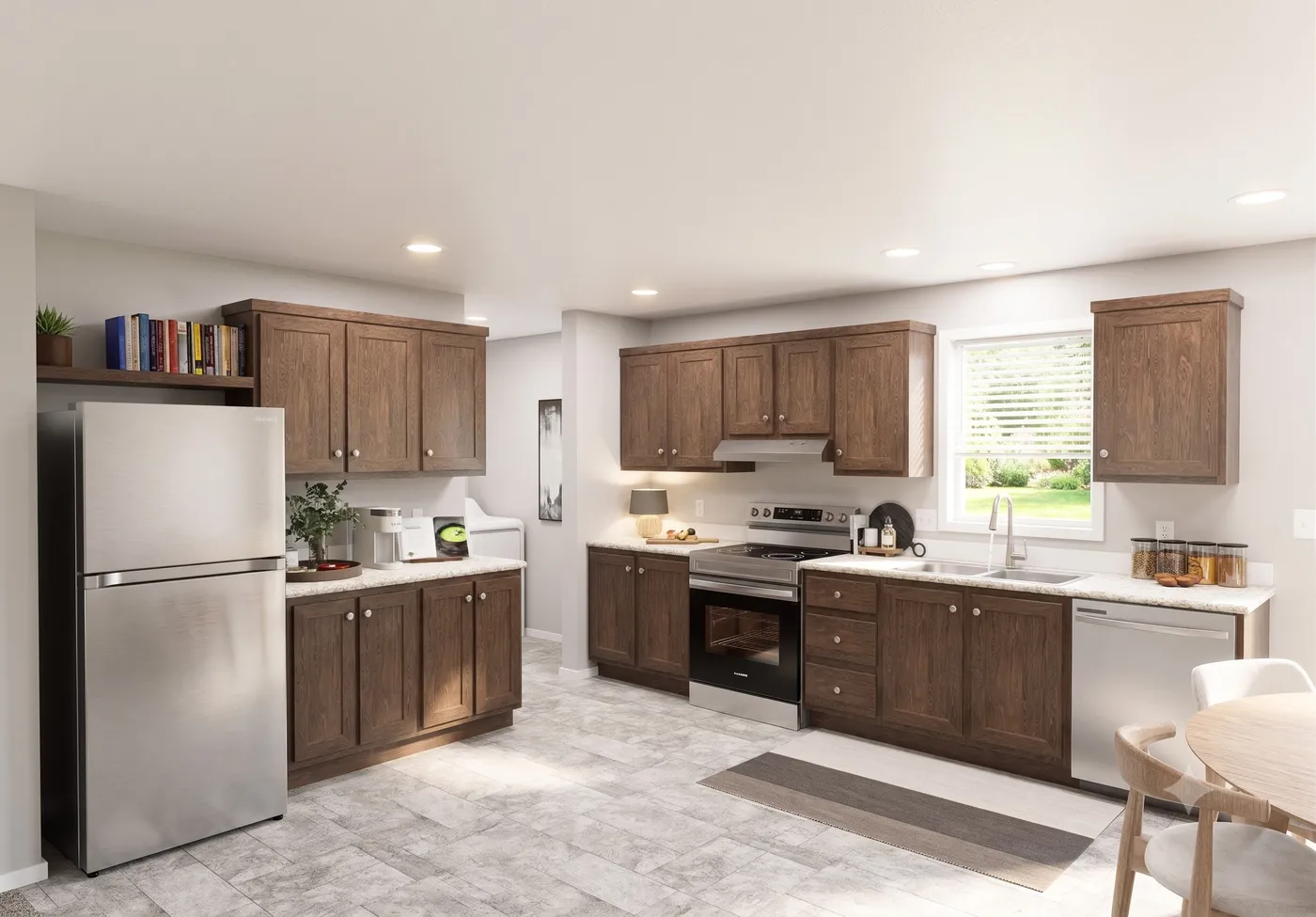 The SLE 681F Kitchen. This Manufactured Mobile Home features 4 bedrooms and 2 baths.
