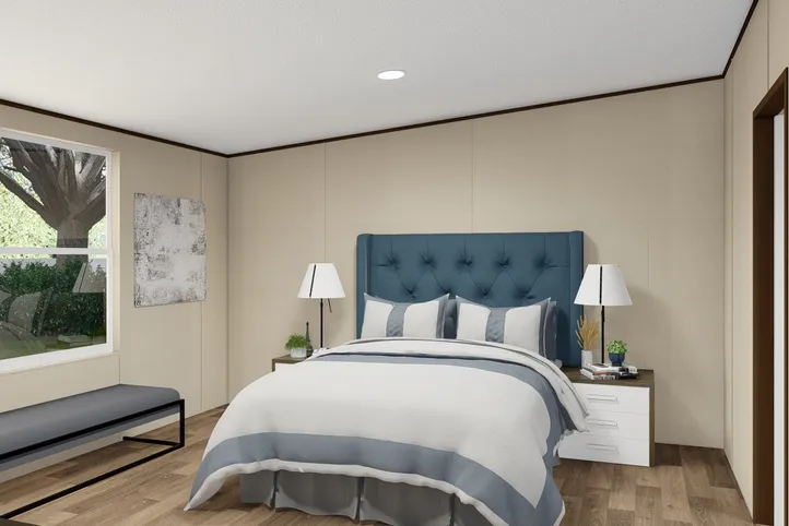 The MARVEL 4 Primary Bedroom. This Manufactured Mobile Home features 4 bedrooms and 2 baths.