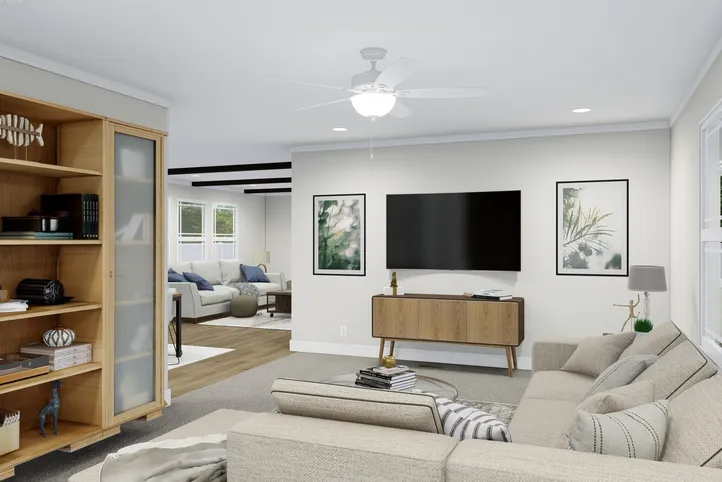 The SANTA FE 684A Living Room. This Manufactured Mobile Home features 4 bedrooms and 2 baths.