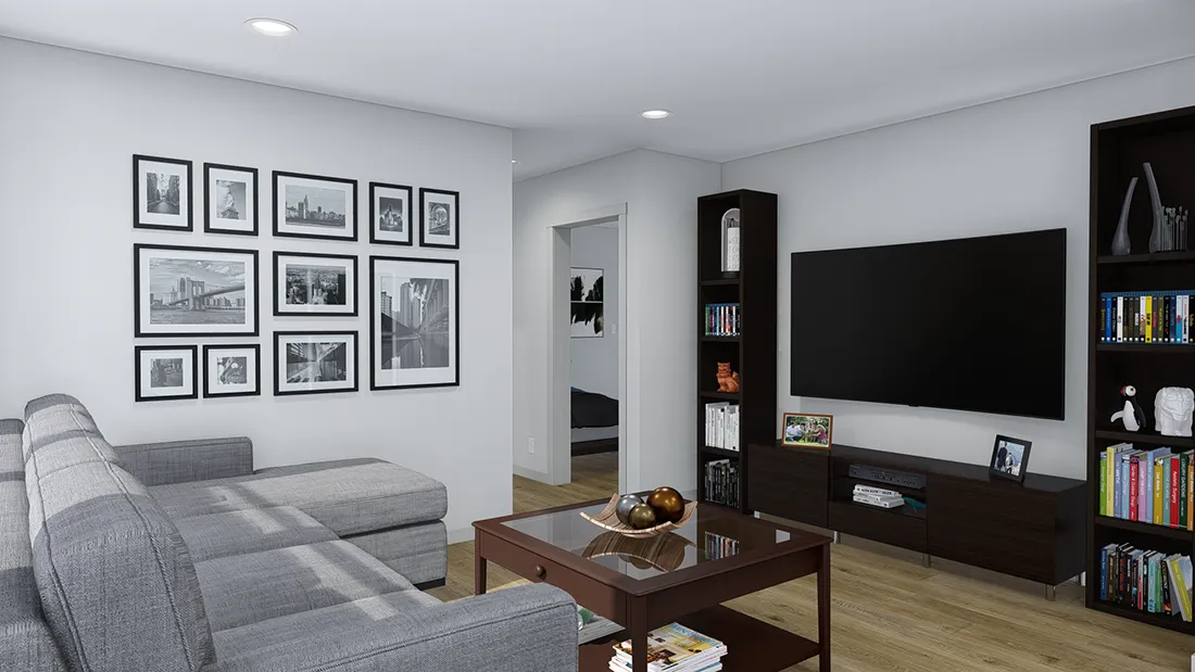 The HERE COMES THE SUN Living Room. This Manufactured Mobile Home features 3 bedrooms and 2 baths.