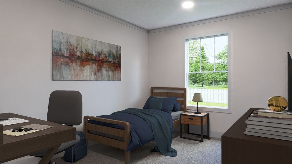 The STAYIN' ALIVE Guest Bedroom. This Manufactured Mobile Home features 3 bedrooms and 2 baths.