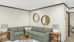 The SPIRIT Living Room. This Manufactured Mobile Home features 2 bedrooms and 2 baths.