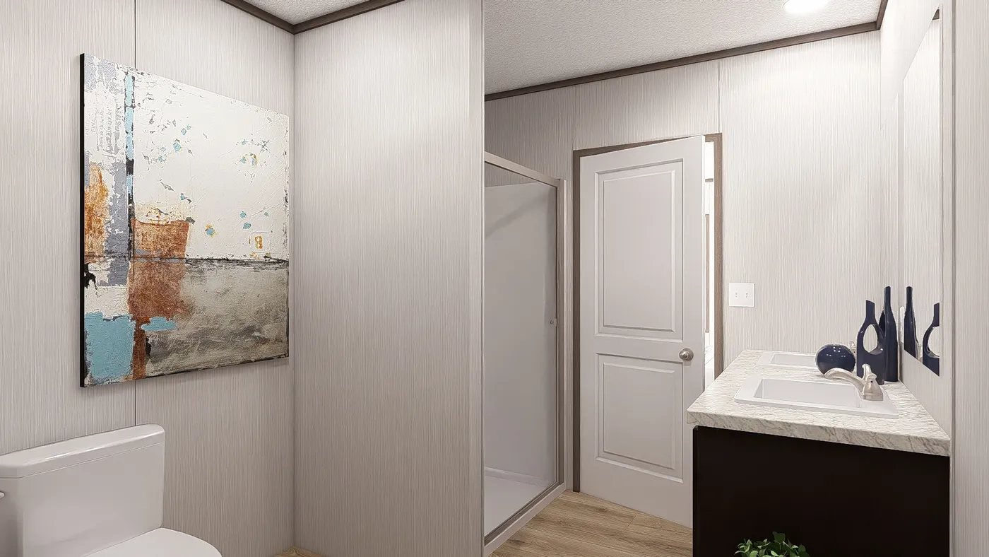 The ULTRA PRO 3 BR 28X56 Primary Bathroom. This Manufactured Mobile Home features 3 bedrooms and 2 baths.