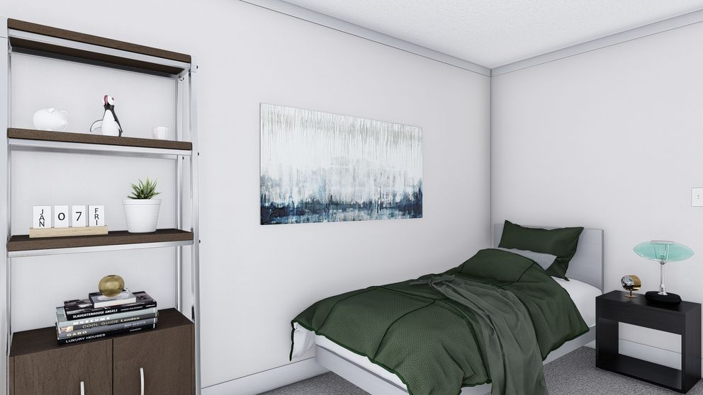 The HEY JUDE Guest Bedroom. This Manufactured Mobile Home features 4 bedrooms and 2 baths.