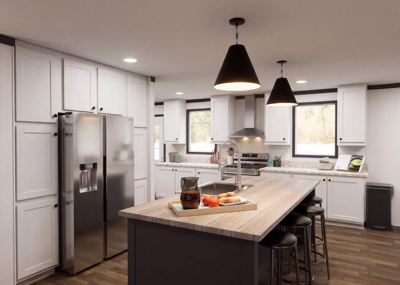 The THE FUSION 32H Kitchen. This Manufactured Mobile Home features 5 bedrooms and 3 baths.