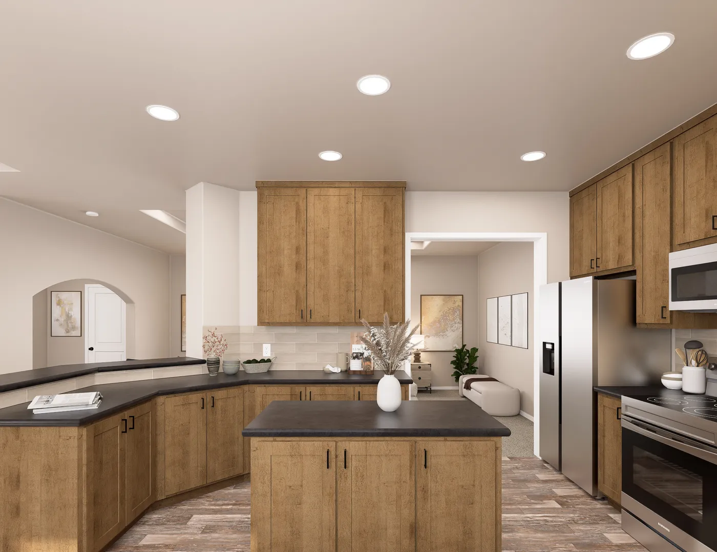 The PREFERRED PLUS CP601F  CLAYTON Kitchen. This Manufactured Mobile Home features 3 bedrooms and 2 baths.