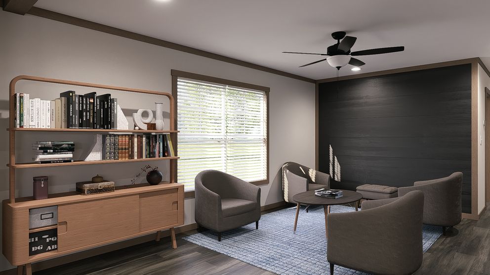 The NELLIE Living Room. This Manufactured Mobile Home features 4 bedrooms and 2 baths.